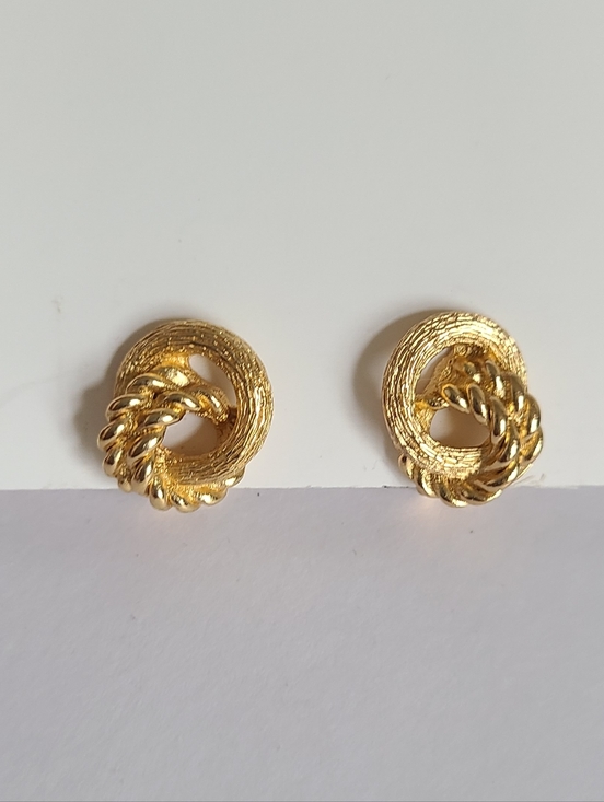 Dior Jewelry - Vintage Christian Dior Luxury Gold Double Circle Rope Knot Chunky Stud Earrings